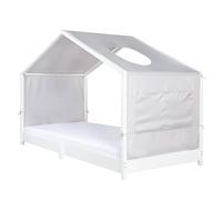 Funda roba para camas Montessori tipo casita 90 x 200 cm - Accesorio adecuado para convertirla en una cama con dosel - Incluye 3 bolsillos de almacenamiento y ventana en el techo - Gris claro