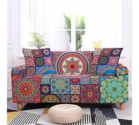 Funda Sofá Elástica Universal Ajustable 3D Mandala Estampada Exótica Cubre Sofa con 1 Cojín, Antisuciedad Antideslizante Protector de Muebles (2 plazas,I)
