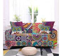 Funda Sofá Elástica Universal Ajustable 3D Mandala Estampada Exótica Cubre Sofa con 1 Cojín, Antisuciedad Antideslizante Protector de Muebles (2 plazas,G)
