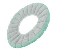 Funda suave lavable para asiento de inodoro, cojín de poliéster cálido para inodoros redondos y ovalados, tapete reutilizable para tapa de baño 30 x 30 cm (gris y verde)