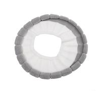 Funda suave lavable para asiento de inodoro, cojín de poliéster cálido para inodoros redondos y ovalados, tapete reutilizable para tapa de baño de 30 x 30 cm (blanco y gris)