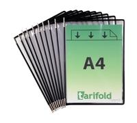 Funda tarifold con pivotes a4 con marco negro paquete de 10