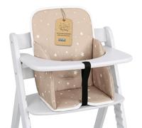 Funda trona universal - cojin para de tronas fundo silla para niños y niñas comer Cojín para silla Hauck y Stokke infantil con revestimiento impermeable y estable Beige con estrellas blancas