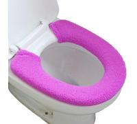 Funda universal lavable para inodoro, de felpa suave color lila, compatible con inodoros de forma en V y en O, con cierre de botón, reutilizable