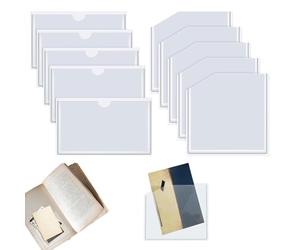 Fundas adhesivas - Protector de documentos a prueba de polvo | 10 titulares de etiquetas para tarjetas, ideal para el hogar, oficina, carpeta de cuaderno, estante
