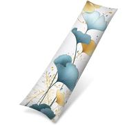 Fundas Almohada 50x150cm, Funda de Almohada Verde Cojines Hoja de Ginkgo Cojines Cama Terciopelo Almohadas Doble Cara Impresión con Cremallera Invisible para Sofá Hogar Decor, Regalo Mujer, Model1682