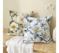Fundas Cojines 60x60 cm Planta Juego de 2,Impermeable Exterior Funda Cojin Lino,Cómodo Transpirables,Antimanchas y Durable Funda de Cojines Flor para Primavera Salón,Dormitorio Decoración Hogar X-524