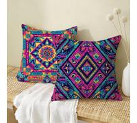 Fundas Cojines 70x70 cm Bohemia Juego de 2,Impermeable Exterior Funda Cojin Lino,Cómodo Transpirables,Antimanchas y Durable Funda de Cojines Simple Primavera Salón,Dormitorio Decoración Hogar X-504