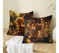 Fundas Cojines 70x70CM Animal Juego de 2,Impermeable Exterior Funda Cojin Lino,Cómodo Transpirables,Antimanchas y Durable Funda de Cojines Gato,para Primavera Salón,Dormitorio Decoración Hogar X-512