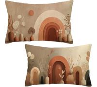 Fundas Cojines terracota, Fundas de Almohada 75 x 40 cm Juego de 2, Rectangular Decorativos Cojines Sofa in Lino, moderno Cojin Exterior Impermeable para Exterior Balcón Terraza Patio Jardín D6-946