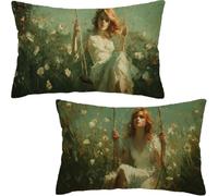 Fundas Cojines verde, Fundas de Almohada 60x40CM Juego de 2, Rectangular Decorativos Cojines Sofa in Lino, mujer Cojin Exterior Impermeable para Exterior Balcón Terraza Patio Jardín, Regalo D6-934