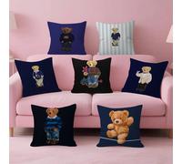 Fundas de Almohada Decorativas de Felpa con Diseño de Oso Adorable, para Sofá, Impresión a Doble Cara, Felpa Corta z10 45x45 cm