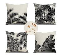 Fundas de Cojín 40x40 cm Juego de 4 Fundas cojines negro Funda Cojin Exterior Blanco Cojines para Sofa de Lino Impermeables Cojines Cama Decorativos para Jardín Exterior Decoración de Hogar Regalos