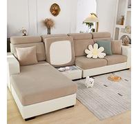 Fundas de cojín de asiento de sofá, fundas de cojín elásticas de repuesto, fundas de asiento de sofá antideslizantes para cojín de sofá, protección de muebles chaise longue en forma de L (Café ligero)