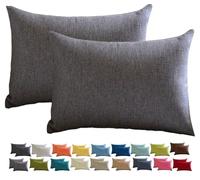 Fundas de Cojín de Lino de 30x50 60x60 60x80cm, Funda Cojines Cuadrado/Rectangular Decorativa para Sofá Funda de Almohadón, Suave para Sala de Estar Sofás Camas Sillas(Smoke Gray,35x60 2pcs)