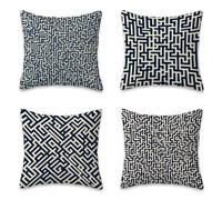 Fundas de Cojines 65x65 cm de Lino, Juego de 4 Moderno Fundas Cojines Decorativos, Cojin Exterior Impermeable con Cremallera Oculta para Habitacion Patio Jardín Balcón Sofá Línea L-G681