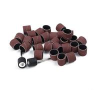 Fundas de tambor de lijado, 100 fundas de tambor de lijado de 1/2 pulgada, grano 120 abrasivo con 2 mandriles para lijado de taladro de herramienta giratoria