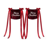 Fundas de terciopelo para sillas de Navidad, de 2 bandas elásticas | Decoración universal para respaldo de silla, acento festivo con lazo | banquete, comedor, boda, vacaciones, hogar, evento