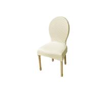 Fundas Elásticas para Sillas De Comedor - Conjunto Piezas Protectoras Antimanchas Y Antideslizantes para Respaldo Ovalado Lavables Ajustables (No Incluye Silla)(Ivory White,6PS Large)