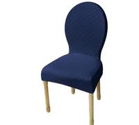 Fundas Elásticas para Sillas De Comedor - Conjunto Piezas Protectoras Antimanchas Y Antideslizantes para Respaldo Ovalado Lavables Ajustables (No Incluye Silla)(Navy Blue,6PS Large)