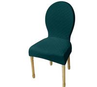 Fundas Elásticas para Sillas De Comedor - Conjunto Piezas Protectoras Antimanchas Y Antideslizantes para Respaldo Ovalado Lavables Ajustables (No Incluye Silla)(Dark Green,6PS Small)
