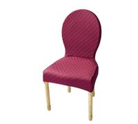Fundas Elásticas para Sillas De Comedor - Conjunto Piezas Protectoras Antimanchas Y Antideslizantes para Respaldo Ovalado Lavables Ajustables (No Incluye Silla)(Burgundy,6PS Large)