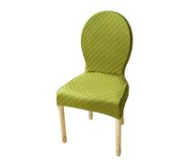 Fundas Elásticas para Sillas De Comedor - Conjunto Piezas Protectoras Antimanchas Y Antideslizantes para Respaldo Ovalado Lavables Ajustables (No Incluye Silla)(Grass Green,6PS Small)