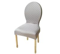 Fundas Elásticas para Sillas De Comedor - Conjunto Piezas Protectoras Antimanchas Y Antideslizantes para Respaldo Ovalado Lavables Ajustables (No Incluye Silla)(Light Gray,6PS Large)