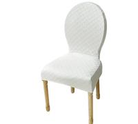 Fundas Elásticas para Sillas De Comedor - Conjunto Piezas Protectoras Antimanchas Y Antideslizantes para Respaldo Ovalado Lavables Ajustables (No Incluye Silla)(White,6PS Small)