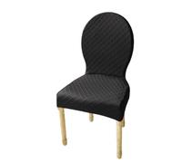 Fundas Elásticas para Sillas De Comedor - Conjunto Piezas Protectoras Antimanchas Y Antideslizantes para Respaldo Ovalado Lavables Ajustables (No Incluye Silla)(Black,6PS Large)