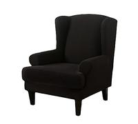 Fundas elásticas para sillones orejeros, Fundas de 2 Piezas para sillones o | Fundas para sillones orejeros y fundas para sofás de sala de estar, color negro.