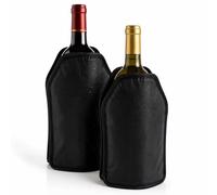 Fundas Enfriadoras para Vino 15 x 22 x 1,5 cm, con Gel Refrigerante Reutilizable, Enfriador para Botellas de Vino, Cava y Champán, Negro Pack de 2 Unidades