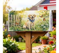 Fundas magnéticas para buzón de perro, diseño rústico de mariposa, margaritas, primavera, verde, decoración de buzón para puerta delantera, 21 x 25.5 pulgadas