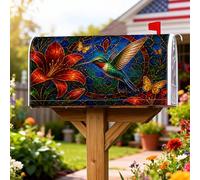 Fundas magnéticas para buzón, diseño de colibrí, lirios artísticos vibrantes, mariposa, primavera, color azul, para decoración de jardín y patio, 45,7 x 53,3 cm