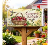 Fundas magnéticas para buzón, diseño vintage de fresas, colibrí, verano, amarillo, festividades, para decoración de jardín, patio, 18 x 21 pulgadas