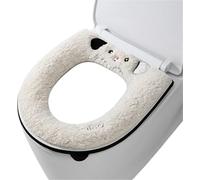 Fundas Para Asiento De Inodoro Cojín de inodoro tipo cremallera, cubierta asiento invierno, junta con mango felpa, accesorios estera impermeables más gruesas for(Color-01)