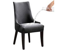 Fundas para sillas de Comedor, Fundas Impermeables para sillas con Respaldo de ala, Cubiertas Suaves, Antideslizantes, extraíbles y Lavables para Uso Diario,Gris Oscuro,Juego de 1