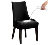 Fundas para sillas de Comedor, Fundas Impermeables para sillas con Respaldo de ala, Cubiertas Suaves, Antideslizantes, extraíbles y Lavables para Uso Diario,Negro,Juego de 1
