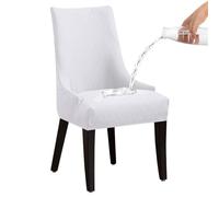 Fundas para sillas de Comedor, Fundas Impermeables para sillas con Respaldo de ala, Cubiertas Suaves, Antideslizantes, extraíbles y Lavables para Uso Diario,Blanco,Juego de 1