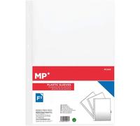 Fundas Perforadas A4 Pack 100 Unidades - Fundas Transparentes de Plástico Resistente, Tamaño Folio con Multiperforación Lateral, Acabado Transparente para Carpeta de Anillas, Oficina, Colegio y