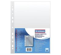 Fundas perforadas DONAU PP A4 de calidad cristal 50 micras 25 piezas/tipo-Cristallina/tipo-estandard/material-PP/color-transparente, formato A4/grosor (mm)-50 µm