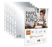Fundas Plástico A4 Transparente, Pack de Fundas Multitaladro Plástico para Folios + Paquete de Folios A4 con 100 Hojas de 90gr Multiusos - Ofituria (10 uds. + Paquete 90gr/m2)