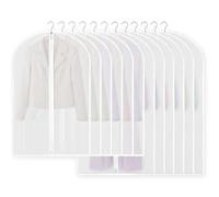 Fundas Ropa Armario Juego 12 PCS, 2 Tamaños 60 x 100 cm + 60 x 120 cm, Bolsas Transparentes para Ropa con Cremallera, para Almacenamiento de Trajes Vestidos Abrigos Americanas Camisas