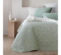 Fundeco - Colcha Entretiempo Cama 150 Diseño Reversible Estampado Floral Color Verde - Medida 250x270 cm - Incluye 2 Fundas de Cojín 50x70