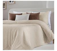 FUNDECO Edredón Colcha boutí con relieve modelo CHARLISE Beige Bed 150cm