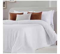 FUNDECO Edredón Colcha boutí con relieve modelo CHARLISE White Bed 150cm