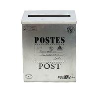Funfob Buzón de Correo Vintage, Montaje en Pared, Buzón de Metal Antiguo, Resistente al óXido, Soporte de Correo Plateado