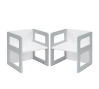 FUNLIO Ajustable en Altura Montessori destete Silla para la Edad 1-3, la Calidad de Madera Maciza Silla, para Comer/Leer/Jugar, Muebles Montessori con Certificado CPC - Gris（2pcs）