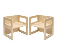 FUNLIO Ajustable en Altura Montessori destete Silla para la Edad 1-3, la Calidad de Madera Maciza Silla, para Comer/Leer/Jugar, Muebles Montessori con Certificado CPC - Natural（2pcs）