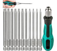 Funmo Juego de destornilladores Torx, 100 mm, T6-T40, Torx magnéticos, juego de puntas Torx con mango, vástago hexagonal largo S2, cabeza de estrella de acero